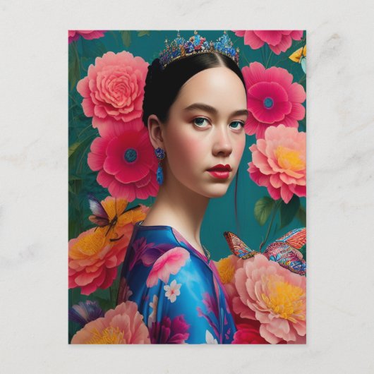 Prinses met een blauwe tiara briefkaart (Voorkant)