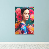 Prinses met een blauwe tiara canvas afdruk (Insitu (Houten vloer))