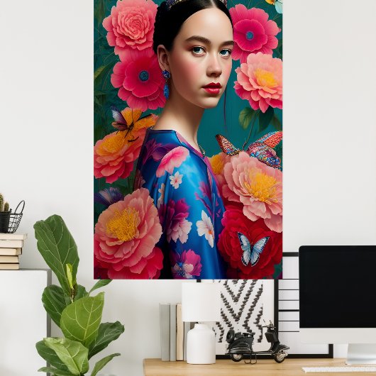 Prinses met een blauwe tiara poster (Thuiskantoor)