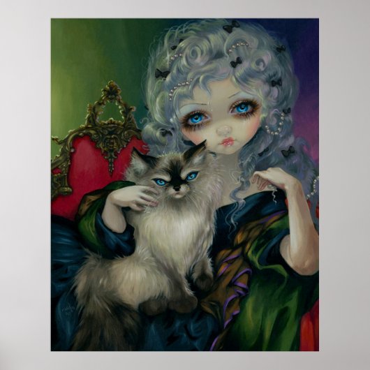 prinses met een Ragdoll Cat ART PRINT rococo (Voorkant)