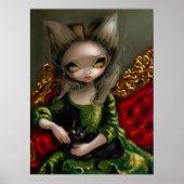 prinses met een zwarte kat-gothische rococo-kunst poster (Voorkant)