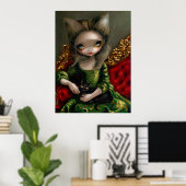 prinses met een zwarte kat-gothische rococo-kunst poster (Thuiskantoor)