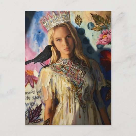 Prinses Met een Zwarte Vogel Briefkaart (Voorkant)