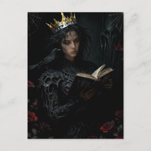 Prinses met een zwarte vogel die een boek leest briefkaart