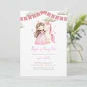 Prinses met eenhoorn Waterverf verjaardag Kaart (Staand voorkant)