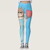 Prinses met Fan Cute Drawing Leggings (Voorkant)