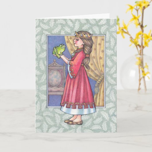 prinses met kikkerkaart kaart (Gele Bloem)