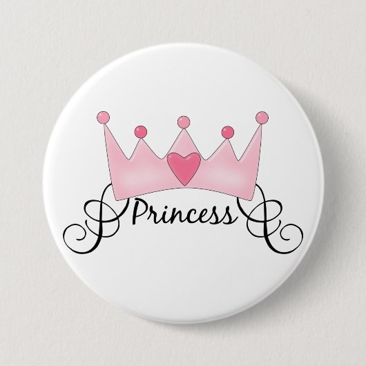 prinses met kroon -  ronde button 7,6 cm (Voorkant)