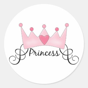prinses met kroon -  ronde sticker