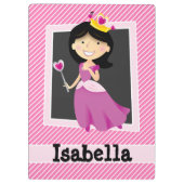 Prinses met Paarse jurk; roze & witte strepen Klembord (Achterkant)