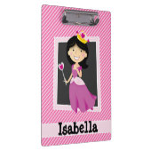 Prinses met Paarse jurk; roze & witte strepen Klembord (Rechts)