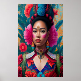 prinses met roze bloemwang poster