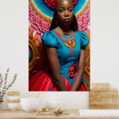 prinses met roze en blauwe jurk poster (Keuken)