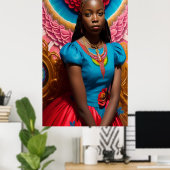 prinses met roze en blauwe jurk poster (Thuiskantoor)