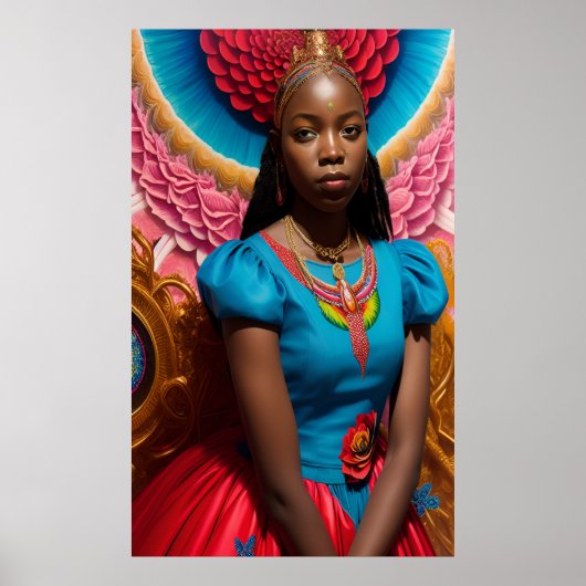 prinses met roze en blauwe jurk poster (Voorkant)