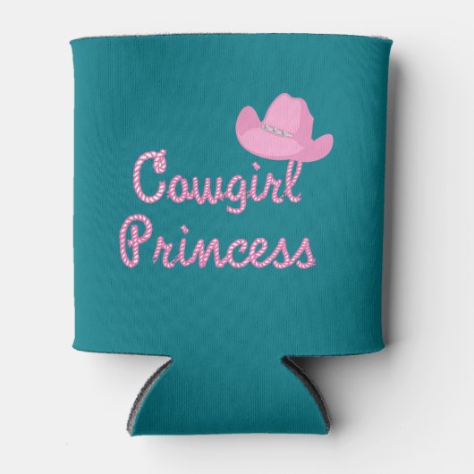 prinses met roze Pet Blikjeskoeler (Voorkant)