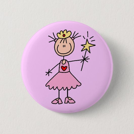 Prinses Met Toverstaf Ronde Button 5,7 Cm (Voorkant)