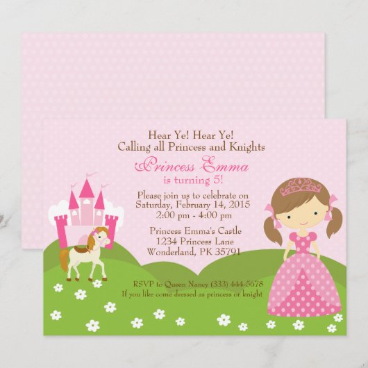 Prinses met uitnodiging voor het verslaan van paar (Voorkant / Achterkant)