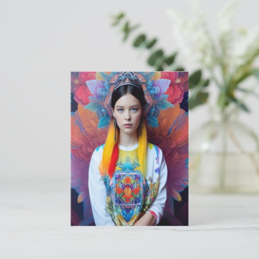 prinses met witte trui briefkaart (Staand voorkant)