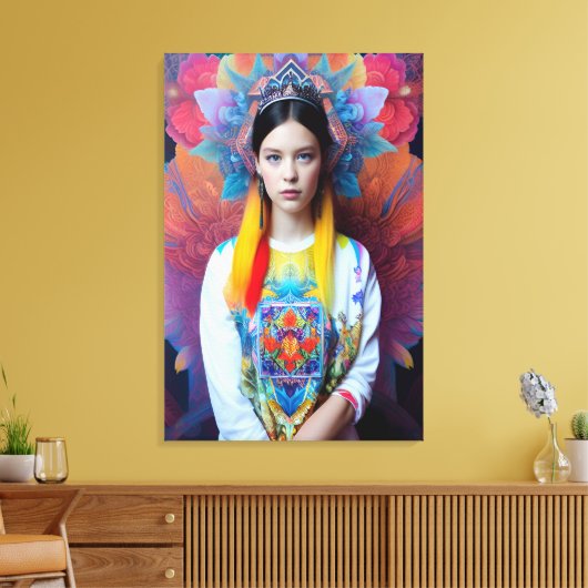 prinses met witte trui canvas afdruk (Insitu (Woonkamer))