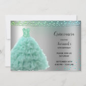 Prinses Mintgroene Jurk Snaar Lichtjes Quinceanera Kaart (Voorkant)