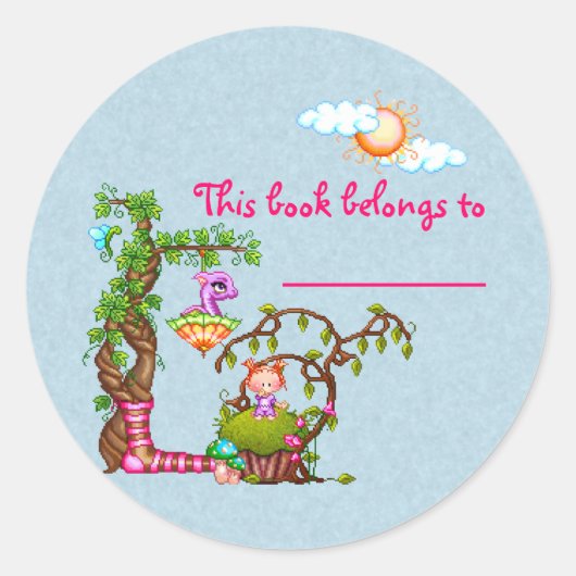 Prinses Muffin & Vrienden Pixel Art Ronde Sticker (Voorkant)