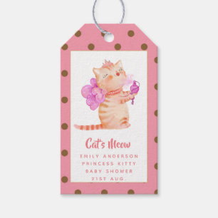 Prinses (NAAM) is de katten Meow Girls Pink Shower Cadeaulabel
