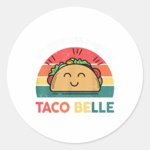 Prinses naam Taco Belle Cinco Mayo Grappig Mexicaa Ronde Sticker