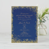 Prinses Navy Blauw Goud Storybook Trouwen Kaart (Staand voorkant)