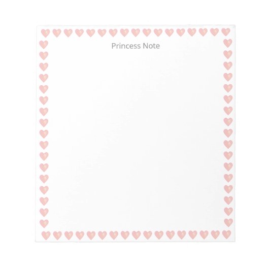 Prinses Note & Roze Harten op Eenvoudig Notitieblo Notitieblok (Voorkant)
