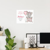 Prinses Olifant Ballon Verjaardagsfeest Dank Je Poster (Thuiskantoor)