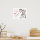 Prinses Olifant Ballon Verjaardagsfeest Dank Je Poster (Keuken)