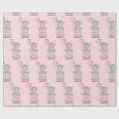 Prinses Olifant Roze Ballon Kindernaam Cadeaupapier (Vlak)