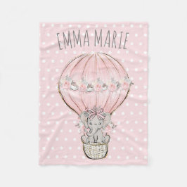 Prinses Olifant Roze Heet Lucht Ballon Baby Meisje Fleece Deken