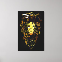 Prinses omarmd door een kraai canvas afdruk