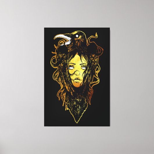 Prinses omarmd door een kraai canvas afdruk (Voorkant)