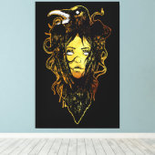 Prinses omarmd door een kraai canvas afdruk (Insitu (Houten vloer))