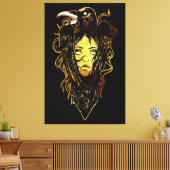 Prinses omarmd door een kraai canvas afdruk (Insitu (Woonkamer))