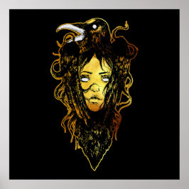 Prinses omarmd door een kraai poster