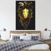 Prinses omhelsd door een kraai canvas afdruk (Insitu (Slaapkamer))