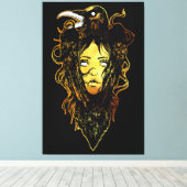 Prinses omhelsd door een kraai canvas afdruk (Insitu (Houten vloer))