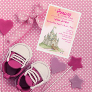Prinses op komst, kasteel baby shower kaart