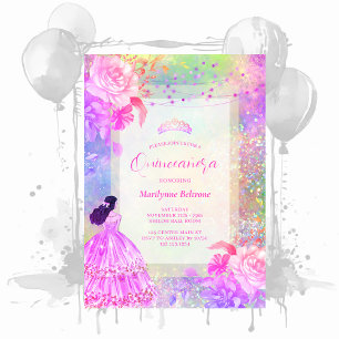 Prinses Opal Glitter Regenboog Quinceañera Kaart