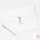  Prinses Paars Baby shower Favor Ronde Sticker (Envelop)