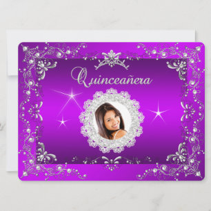 Prinses Paars Magenta Quinceanera Zilveren Tiara Kaart