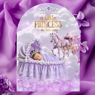 Prinses Paarse Baby Shower Paard Kar Kaart