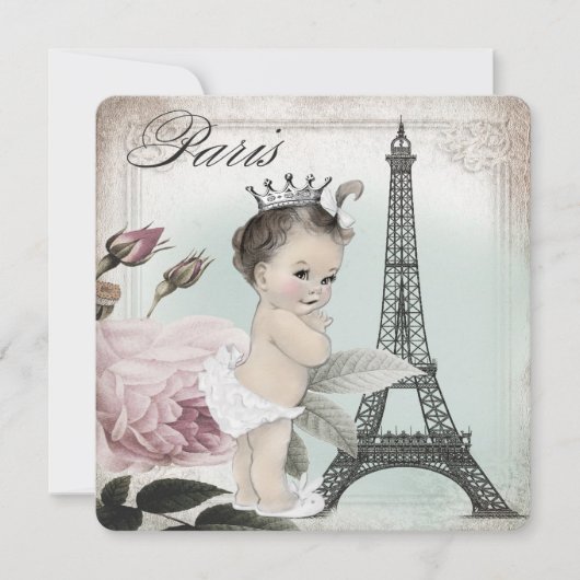Prinses Paris Baby Shower Kaart (Voorkant)