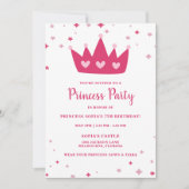 Prinses Party Girl's Pink Crown Verjaardagsfeestje Kaart (Voorkant)