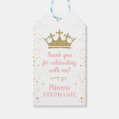 Prinses Party Kroon Roze Goud Dank u Favor Cadeaulabel (Voorkant)