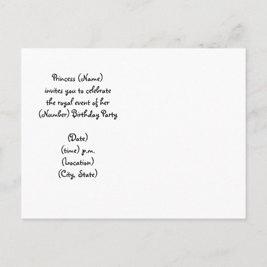 Prinses Party-Pink Castle Verjaardag Uitnodigingen (Achterkant)
